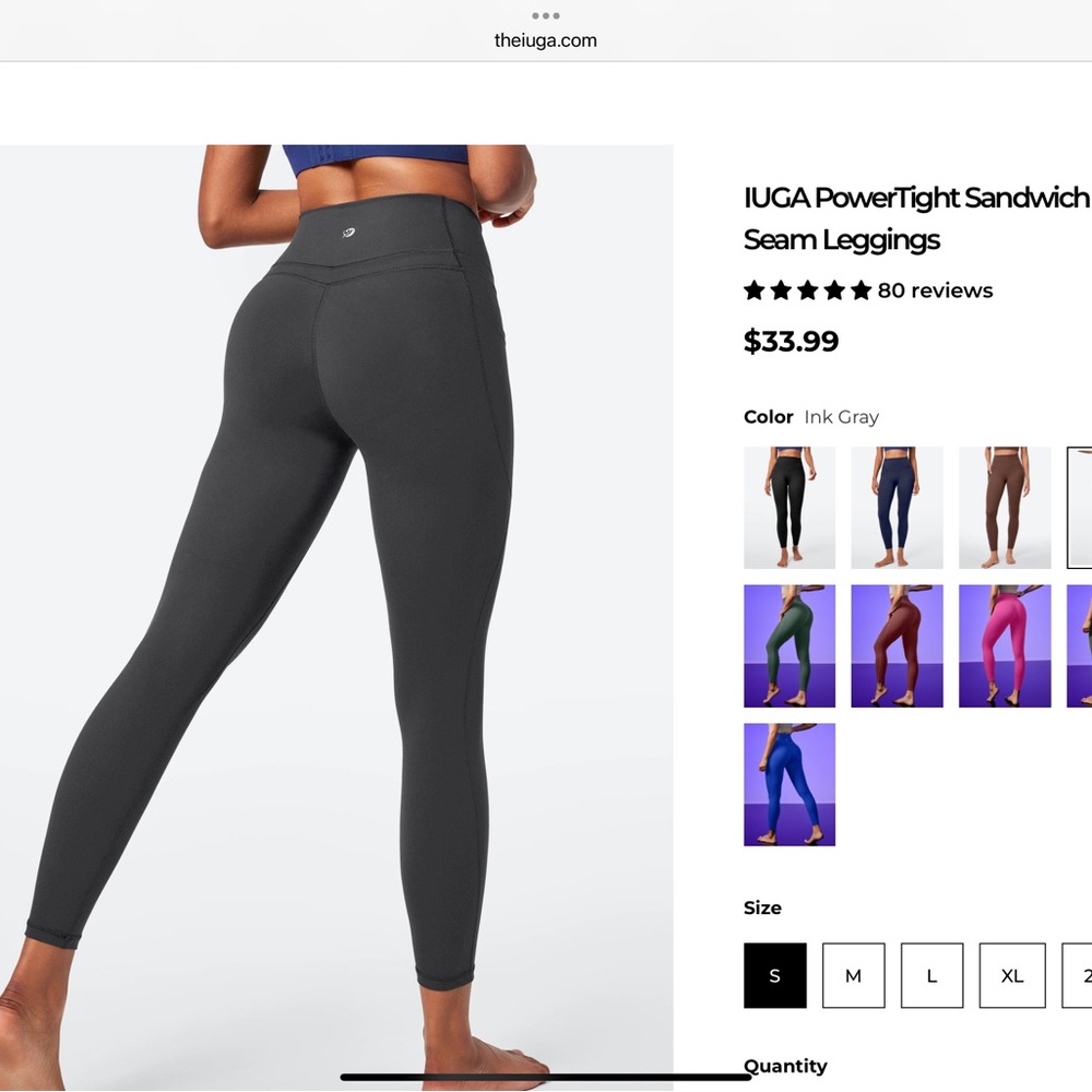 IUGA sandwich front Power Tight Leggings Set in Grey, Green, Navy, and Black - Picture 3 of 16